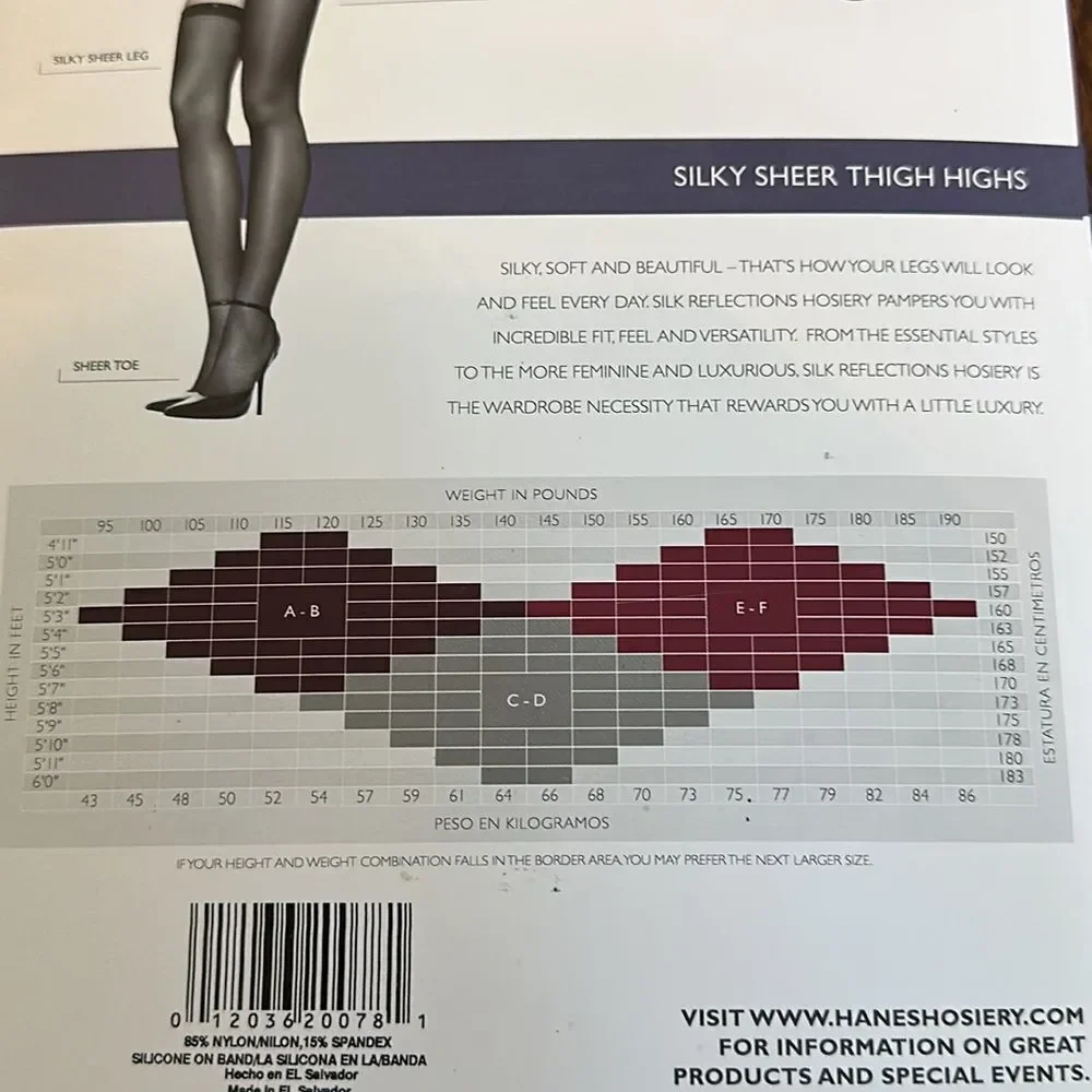 New in packaging Hanes Silk Reflections Barely There Silky Sheer Thigh‎ Highs